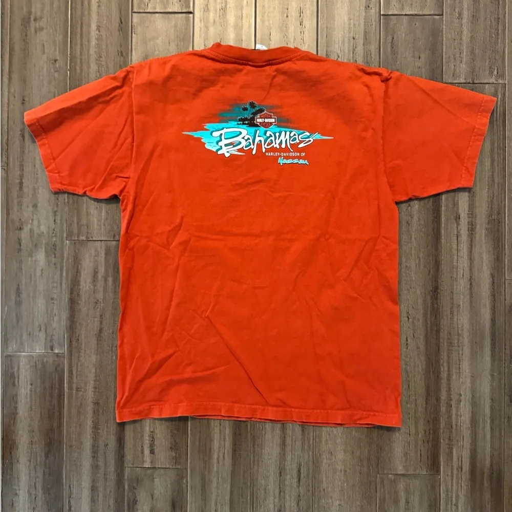 Y2K 2005 Harley-Davidson Men's Orange Tee - Picture 2 of 5